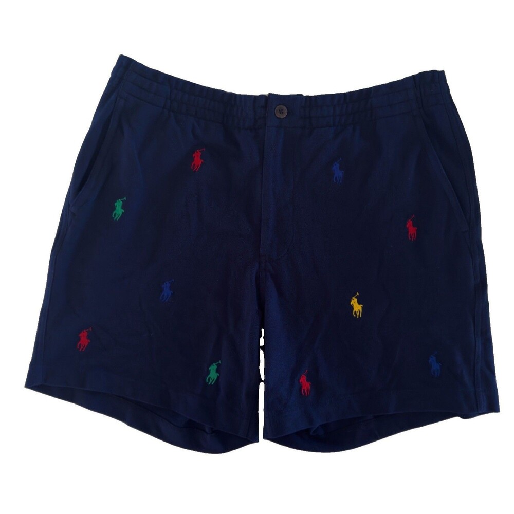 New Polo Ralph Lauren Multi Pony Cotton Sweat Shorts - Navy